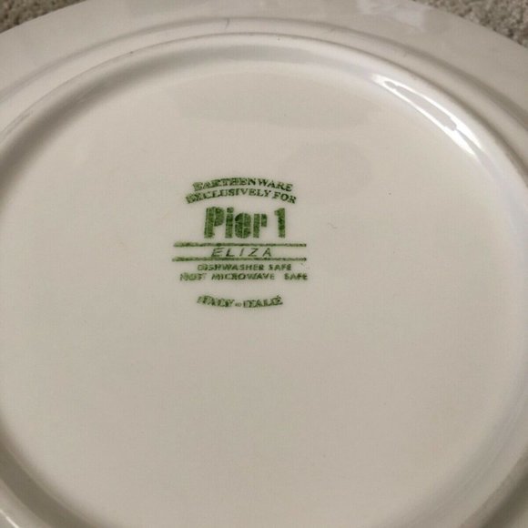 Pier 1 Imports Eliza Earthware Dinner Plate Set (2) blue white - Picture 3 of 12